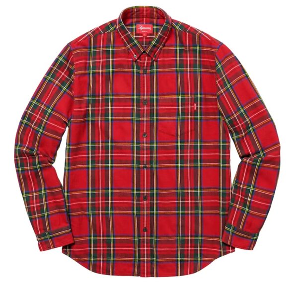 NWT SUPREME NY RARE FW17 Red Tartan Plaid Long Sleeve Flannel, sz Med, AUTHENTIC - Picture 1 of 16